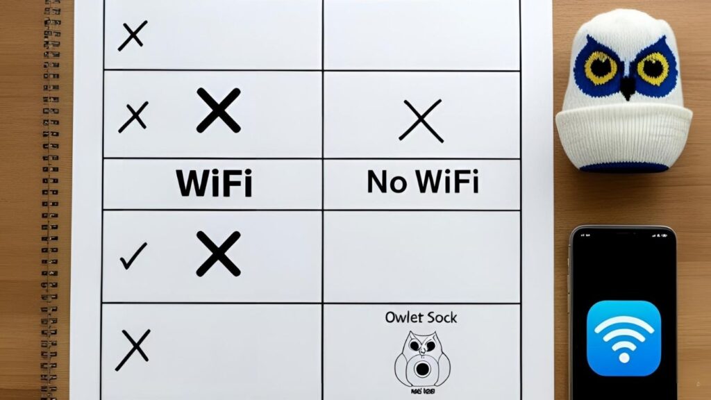 Visual chart comparing Owlet’s features with and without WiFi.