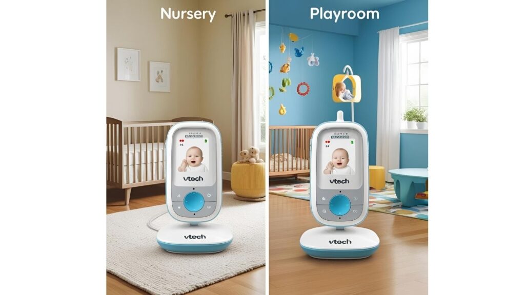baby monitor showing live video feed with full wifi signal