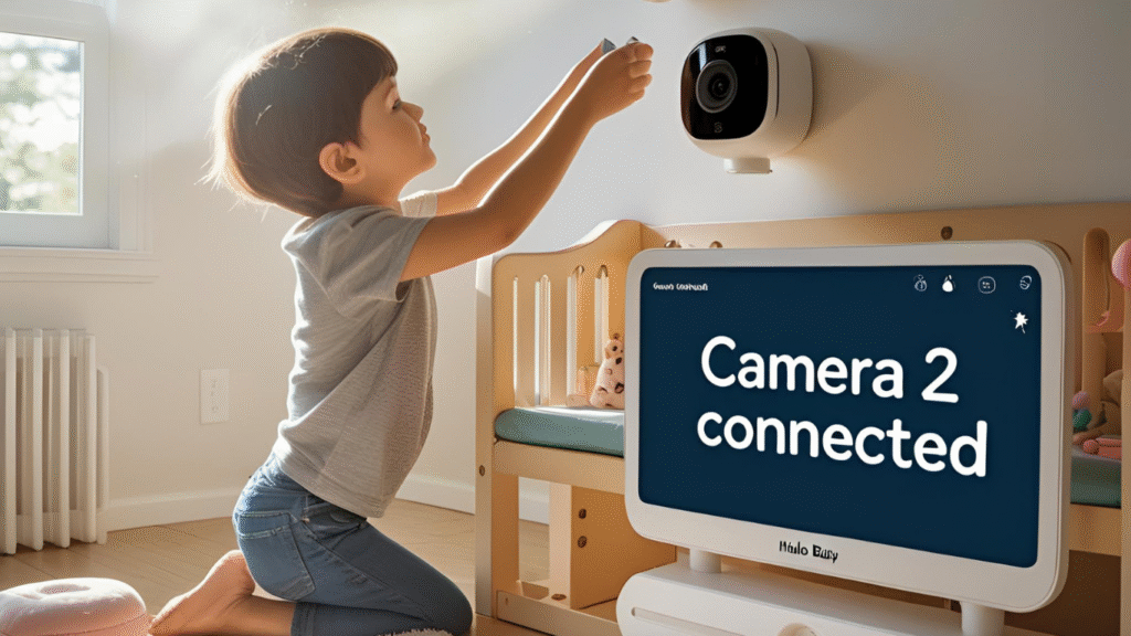 Parent adding an extra Hello Baby HB6550 camera to monitor a toddler’s room.