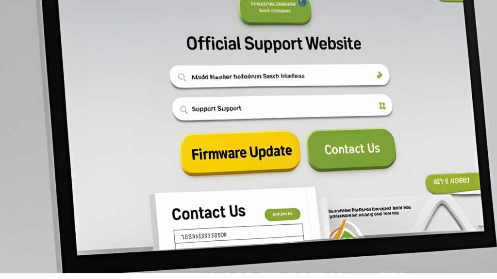 Screenshot of VTech support page with contact form and model search options.