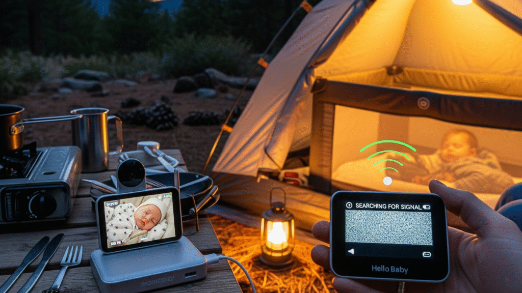 Using Momcozy and Hello Baby baby monitors while camping outdoors