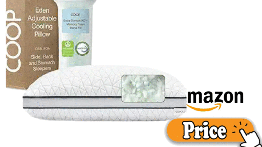Coop Eden adjustable memory foam pillow with box packaging