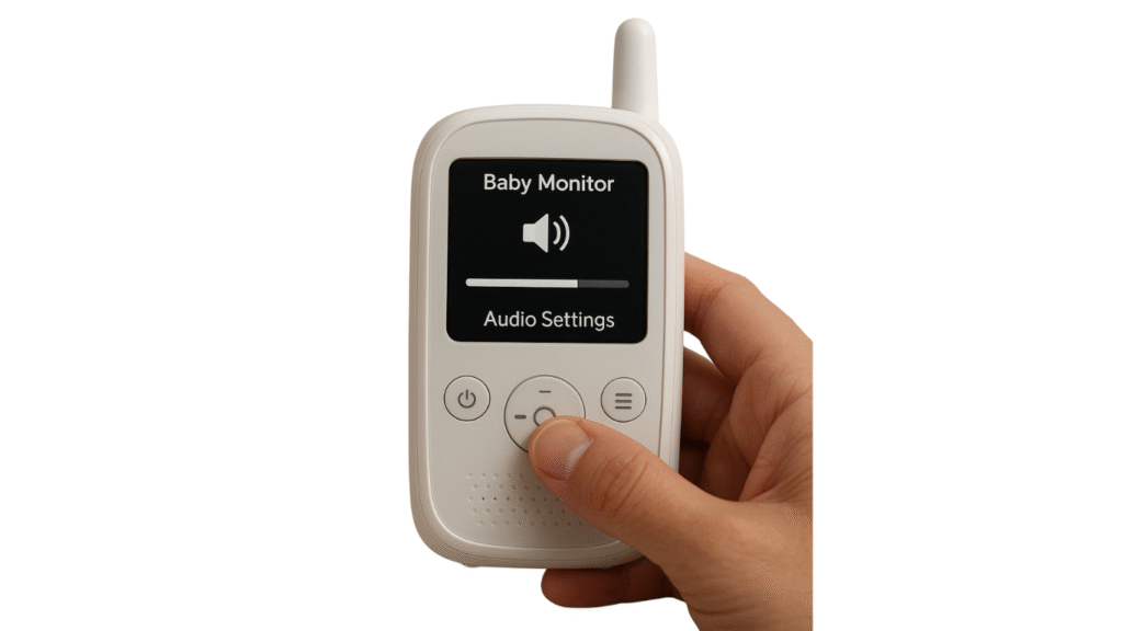 Adjusting settings on baby monitor to restore sound
