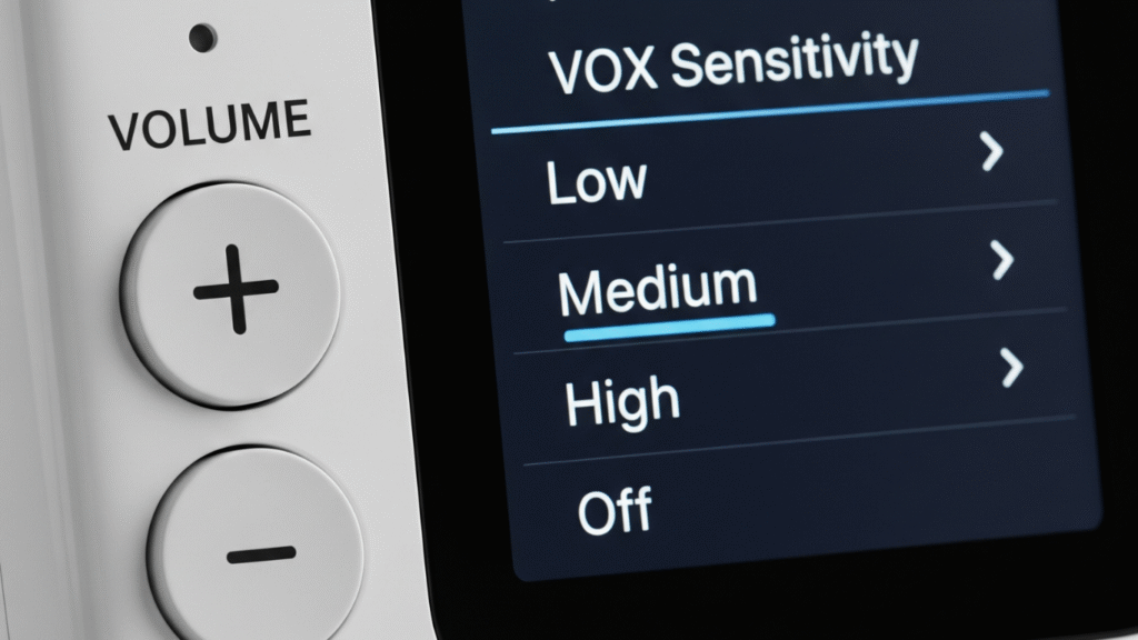 Adjusting volume settings on baby monitor
