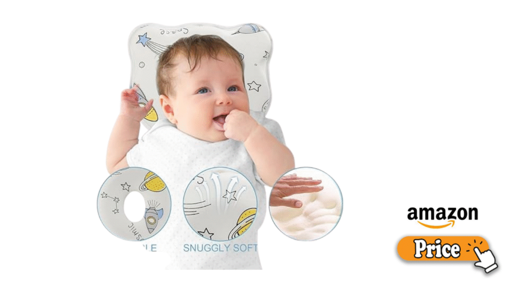 Newborn baby resting on Babymoov Lovenest pillow