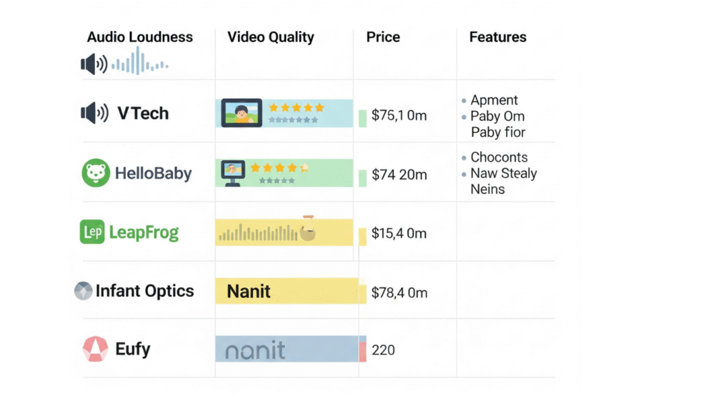 Comparison chart of baby monitors with sound features