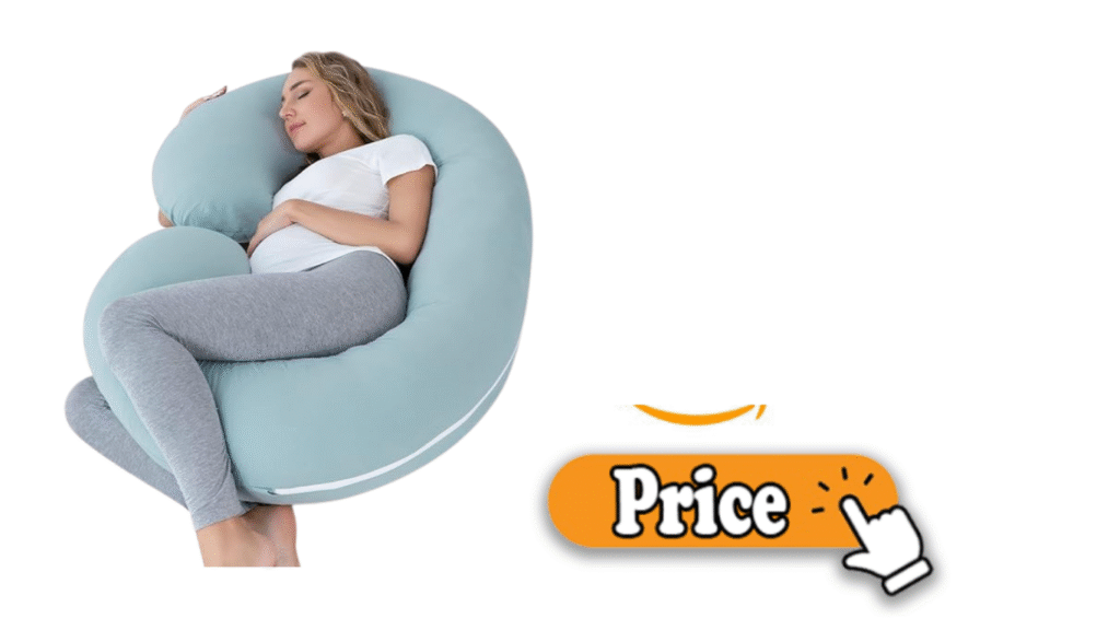 Resting with U-shaped maternity pillow for neck, back, and leg support