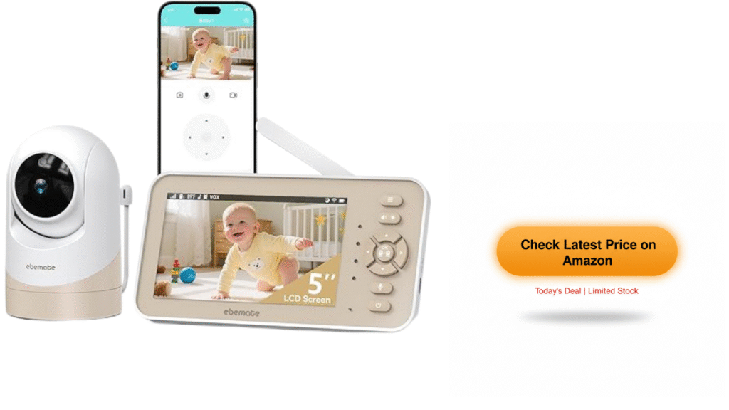 Parent using ebemate baby monitor app with WiFi mode