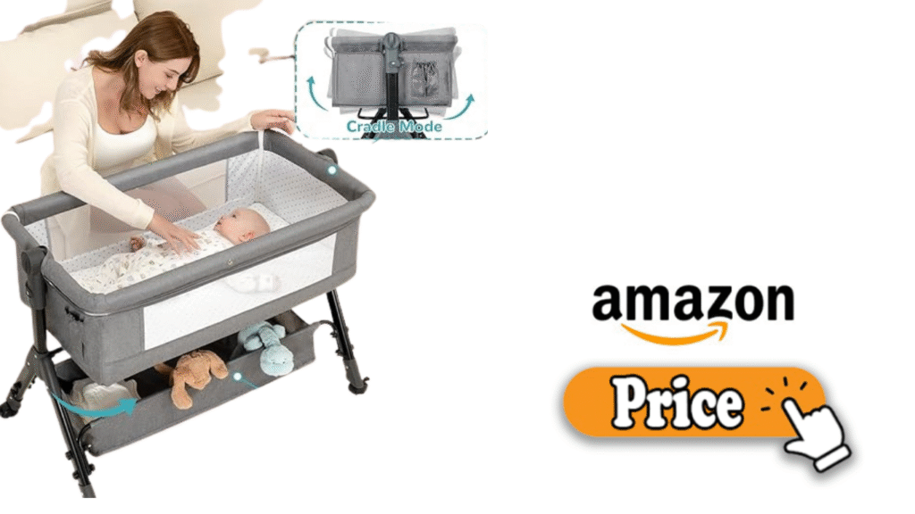 Easy setup BCOL bedside bassinet with storage basket