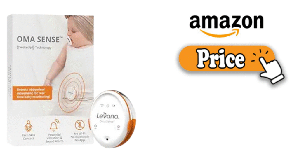 Parent using Levana Oma Sense baby monitor during bedtime