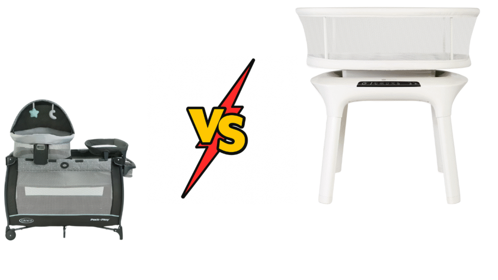 Graco SmartSense Bassinet vs Mamaroo comparison showing differences in motion and design